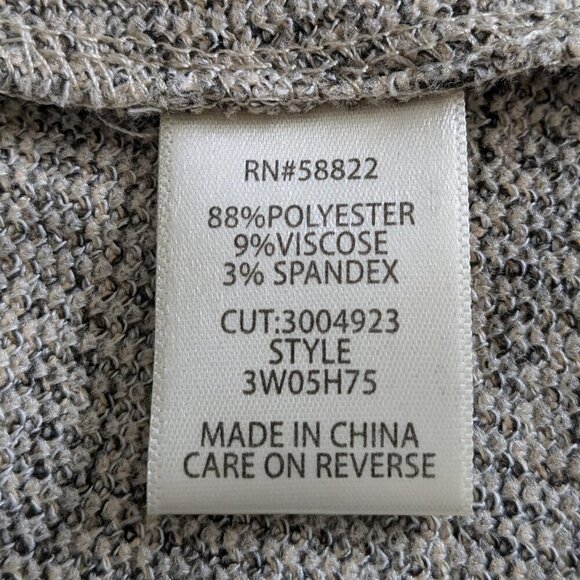 Max Studio Top Size 3X Oat Gray Ruched Sleeve Soft Ribbed Knit Comfy Blouse NWT - Picture 13 of 16